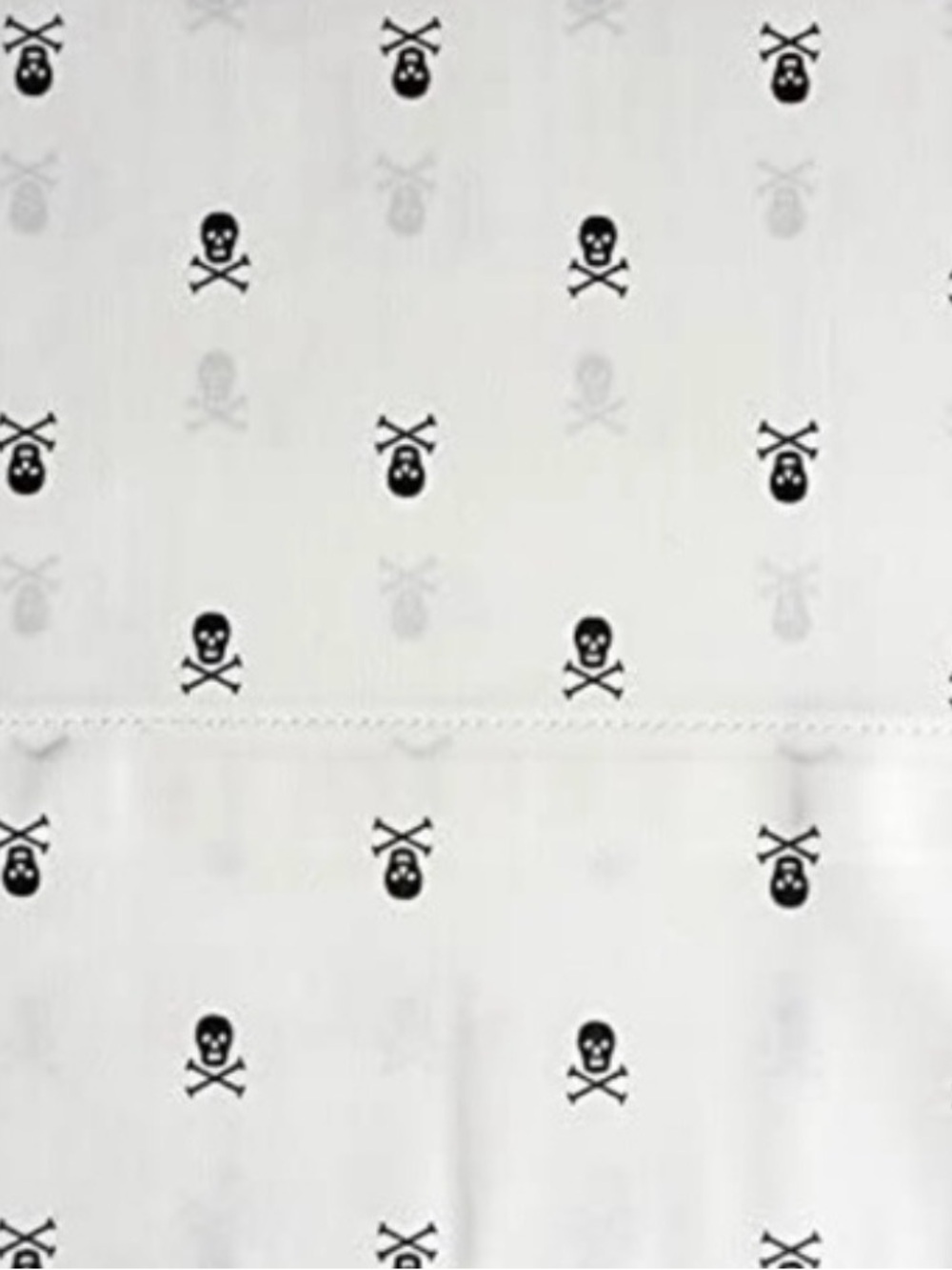 Ralph Lauren White Flat Sheet with Black and Gray Skull & Crossbones Print